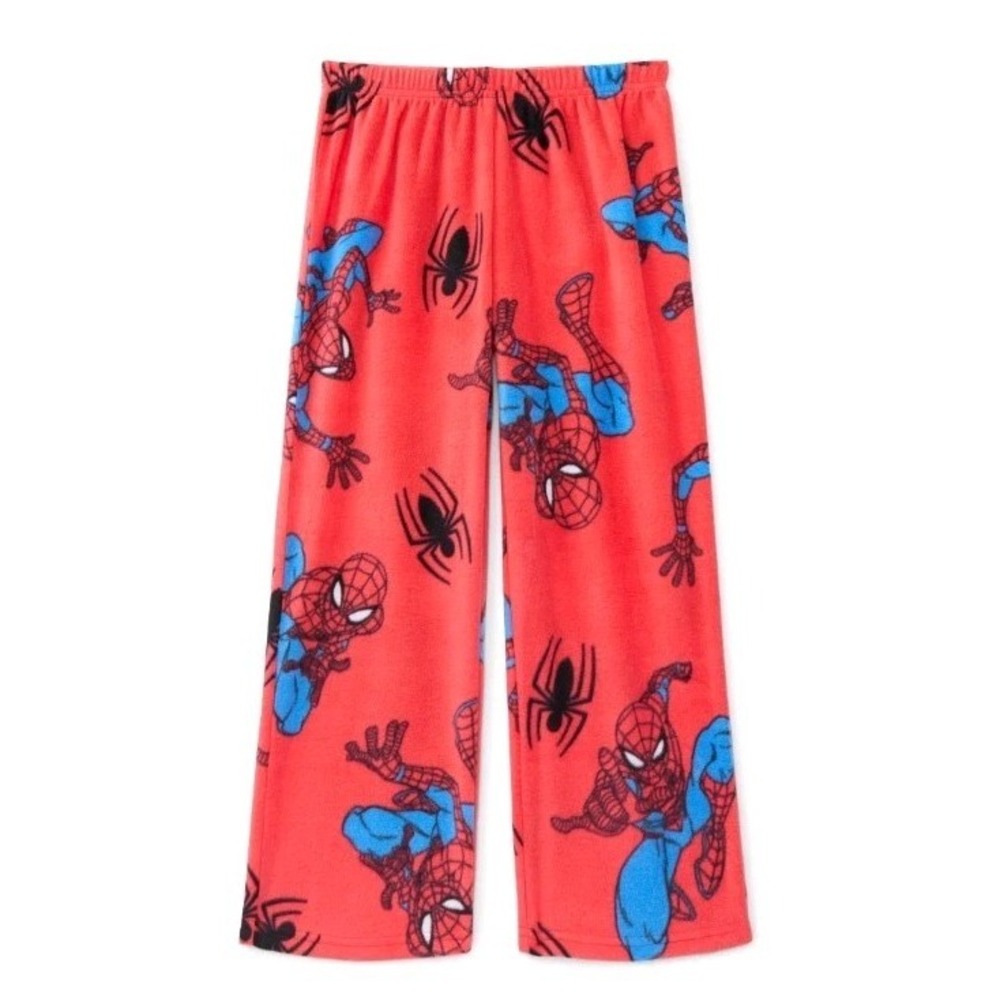 New Marvel Spider-Man Kids Sleep Pants Size Small 6/7 Redโ Fleece Bottoms